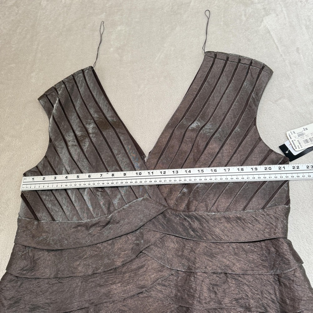 Adrianna Papell Dress Womens 20W Brown Tiered Ruffle Sheath Cocktail Party NEW - Picture 10 of 13